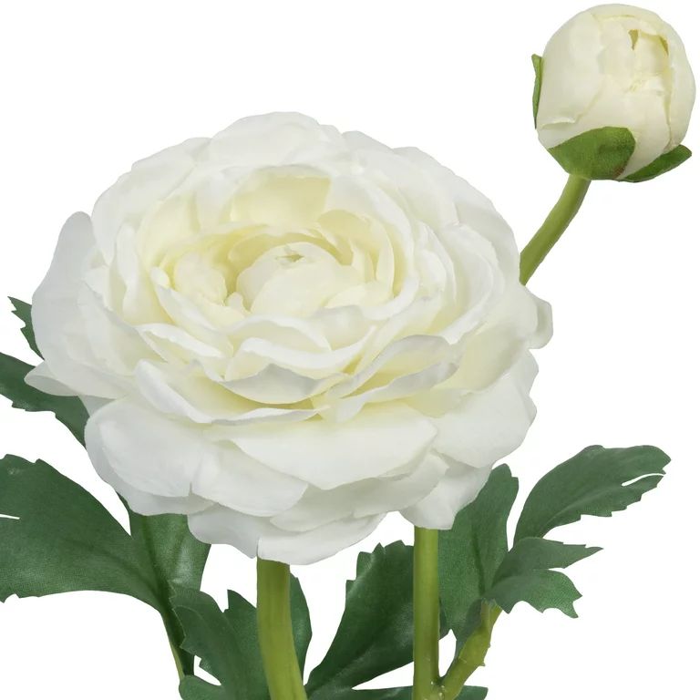 14-inch Artificial Silk White Ranunculus Short Stem, for Indoor Use, by Mainstays | Walmart (US)
