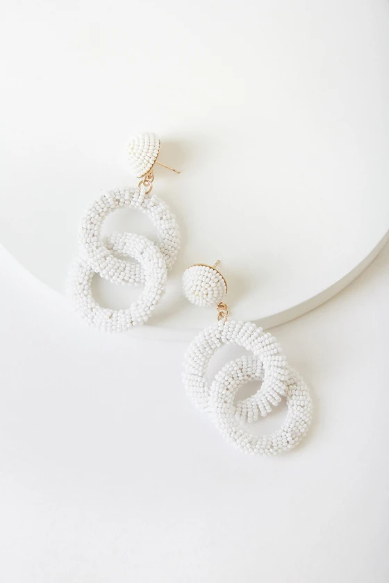 Beadwork It White Beaded Statement Earrings | Lulus (US)