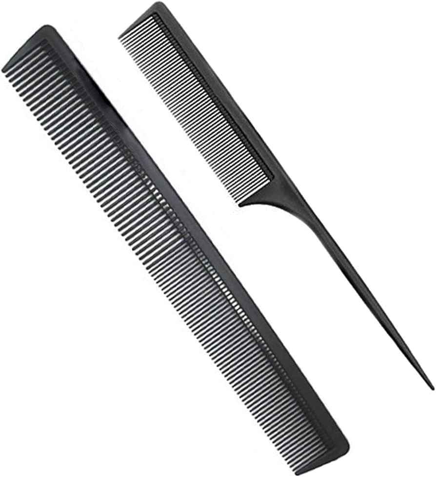 Professional Teasing Comb, Fine and Wide Tooth Hair Barber Comb, Black Carbon Fiber Cutting / Sty... | Amazon (US)