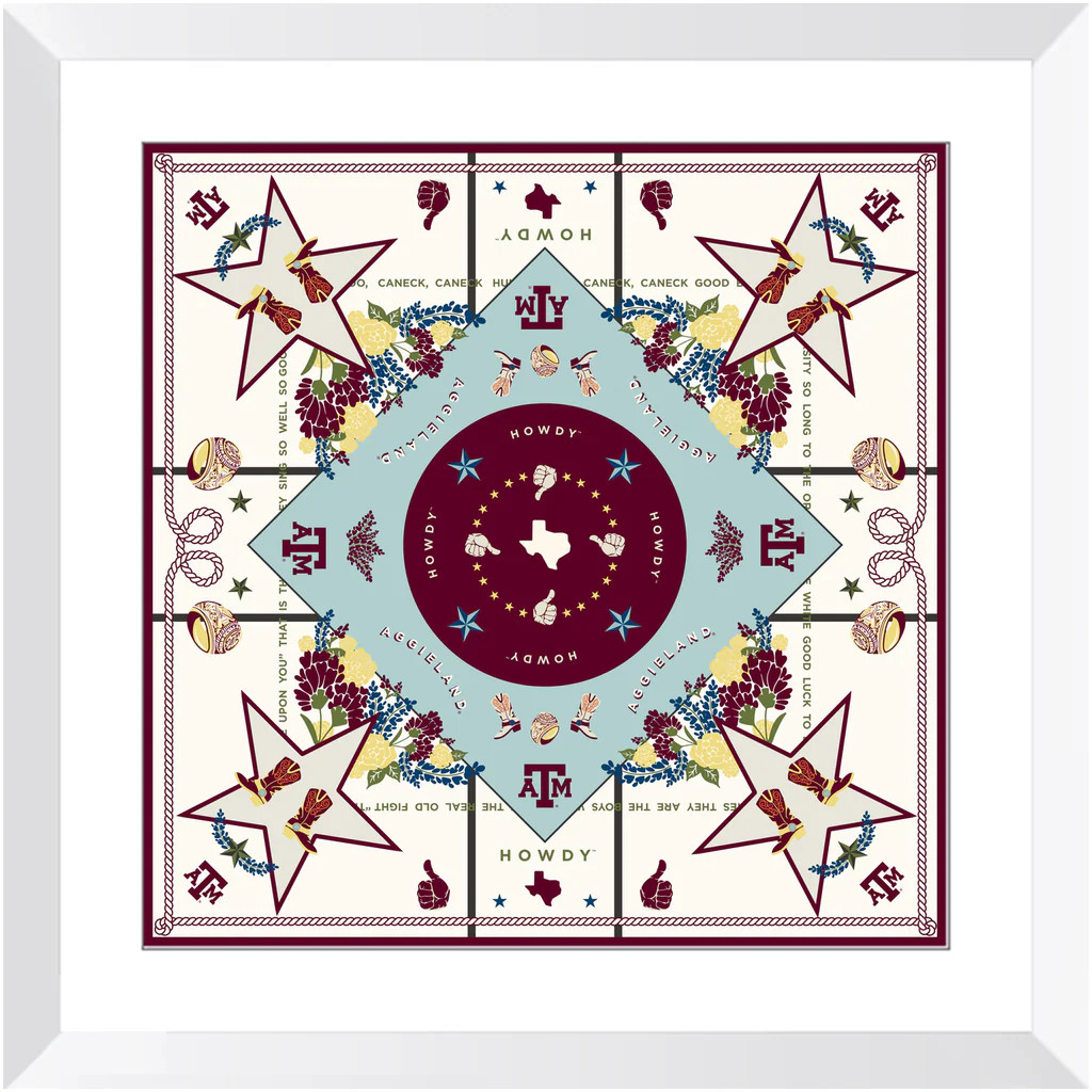 Texas A&M Aggies Framed Print Scarf Art | Saturday Silks