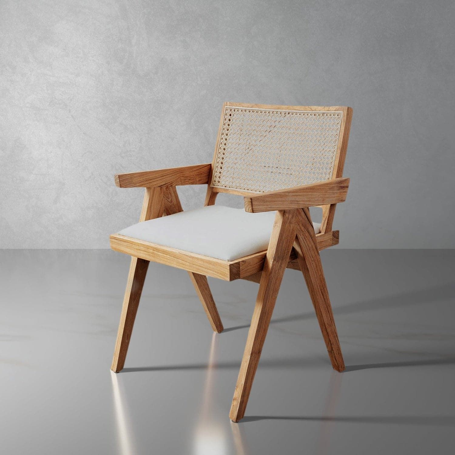 Pierre Jeanneret Dining Armchair with Seat Pad | France and Son