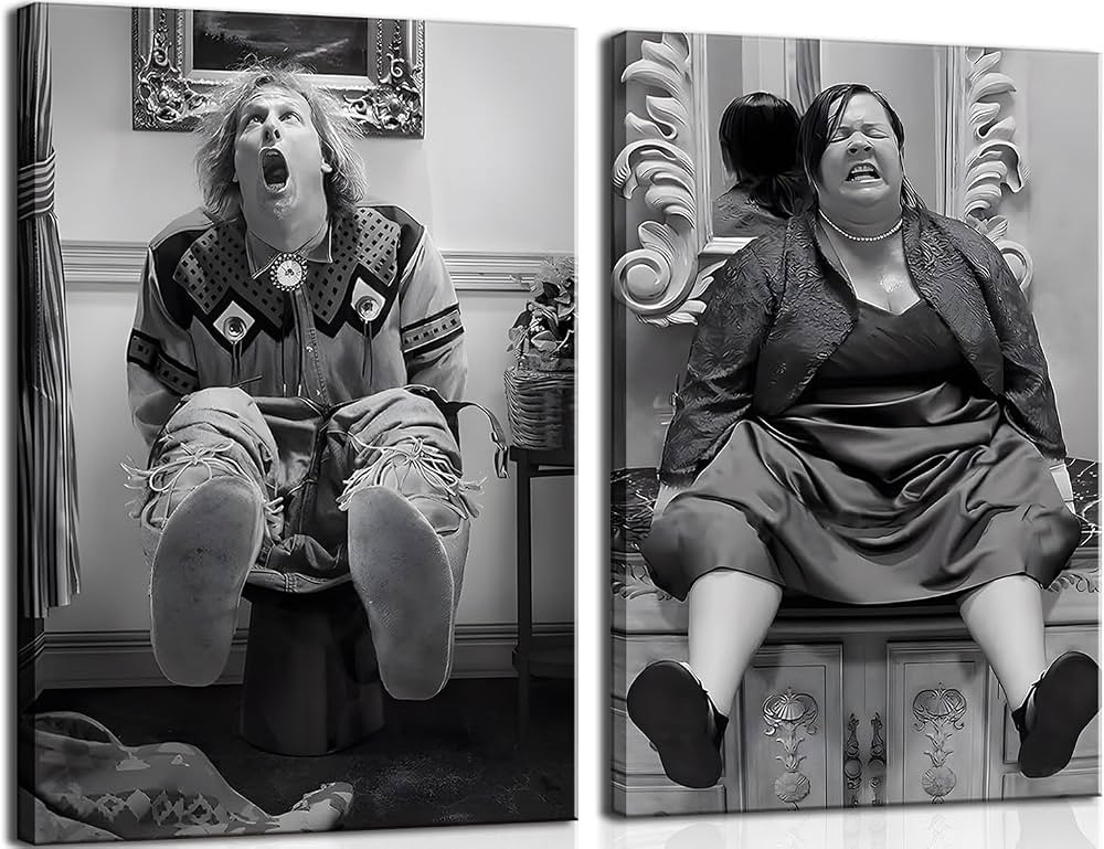 Funny Bathroom Wall Art Set of 2 - Black and White Vintage Humor Bathroom Wall Decor, Dumb And Du... | Amazon (US)