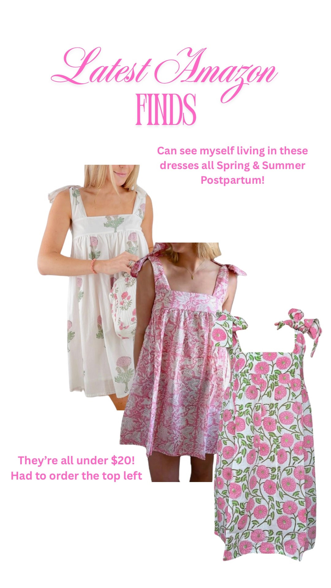 The perfect spring and summer house dress! Will be wearing these around the house during my postpartum recovery and they’re under $20! Great Amazon find but not on prime. Shipping takes about a week though so not bad!

#LTKSeasonal #LTKBump #LTKFindsUnder50