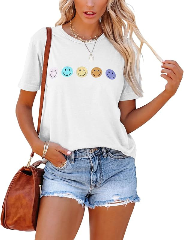 Eurivicy Women's T-Shirts Summer Funny Graphic Short Sleeve Tops Loose Casual Crew Neck Tees | Amazon (US)