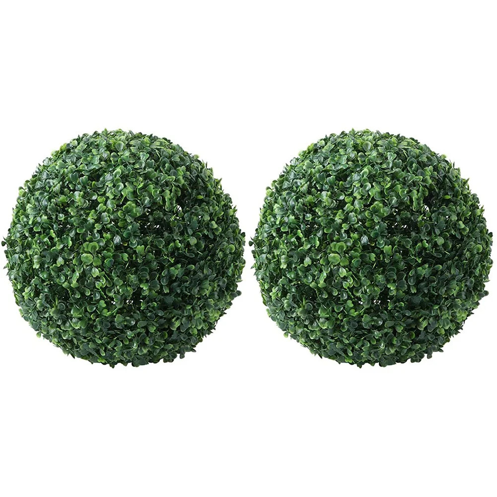 2 Pcs 14-inch Artificial Plant Topiary Balls for Outdoor Decor, Garden Spheres Decorative, Faux B... | Walmart (US)