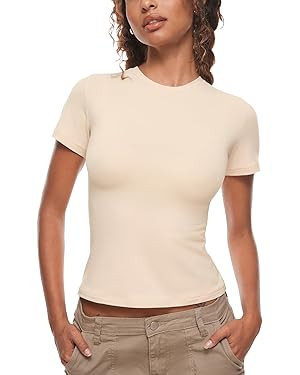 INLYRIC Short Sleeve Cotton T Shirts Tops Tees | Amazon (US)