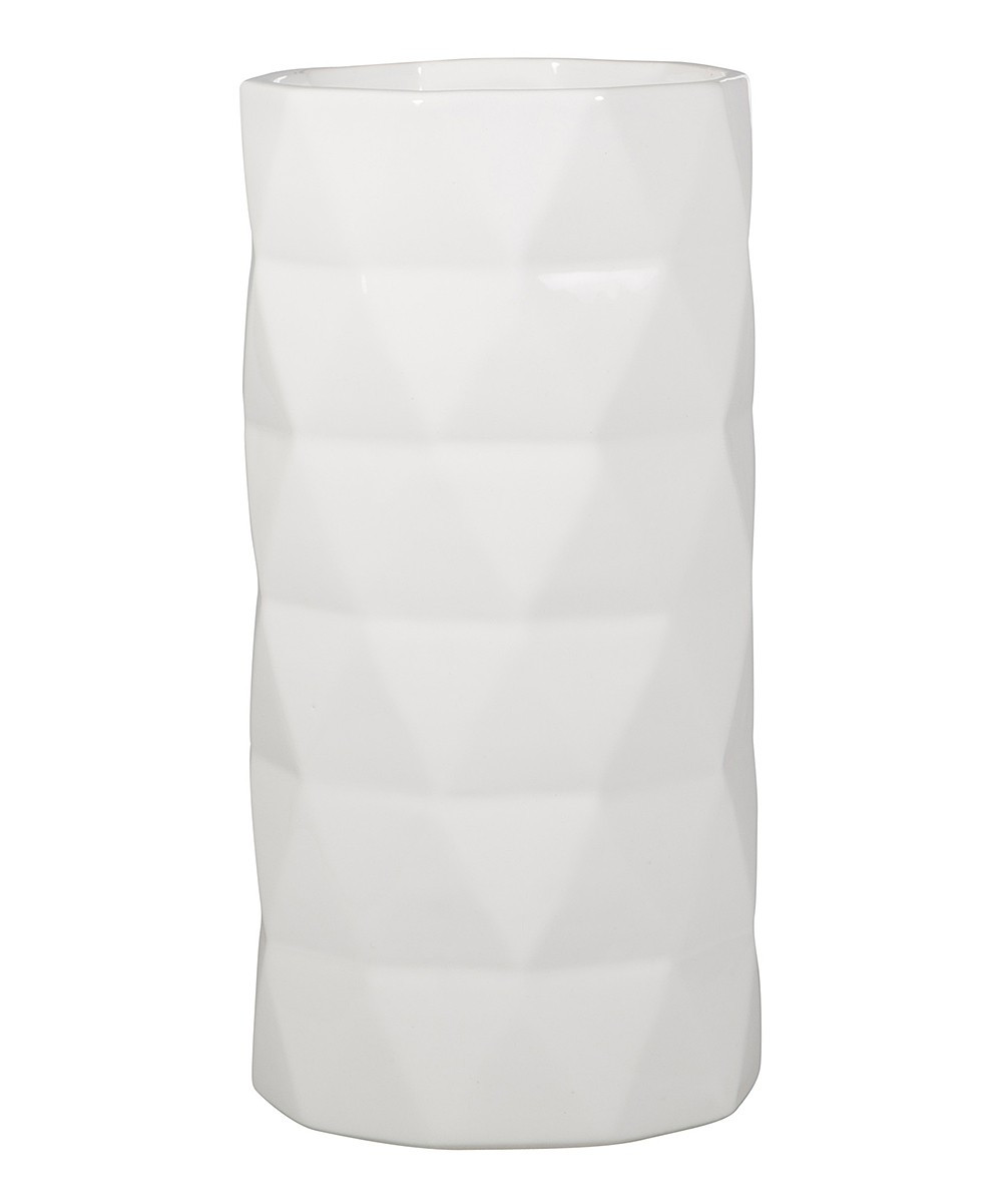Home Essentials and Beyond Vases - White Tall Diamond-Texture Vase | Zulily