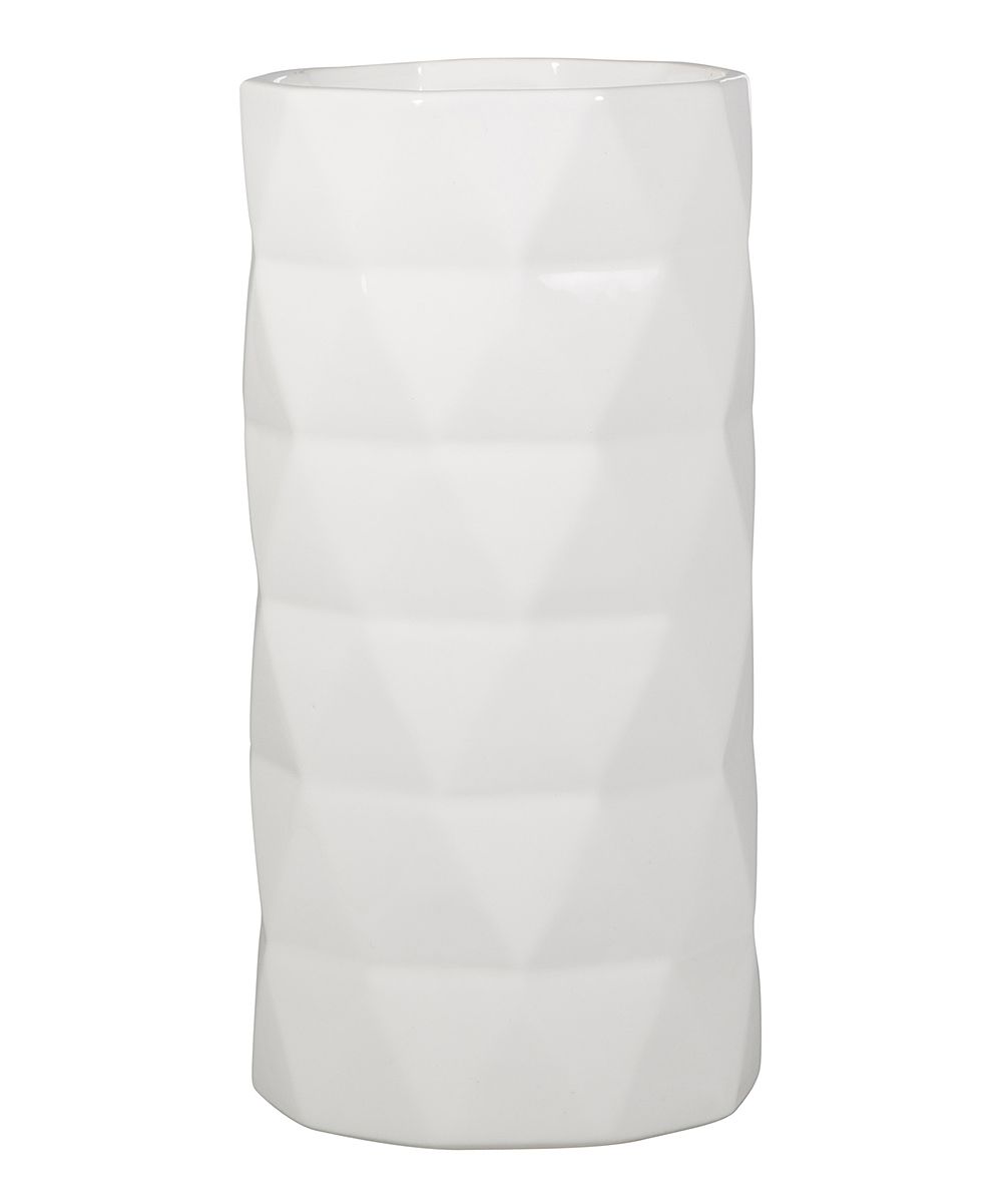 White Tall Diamond-Texture Vase | Zulily