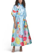 Floral Shirt Belted Gown | TJ Maxx