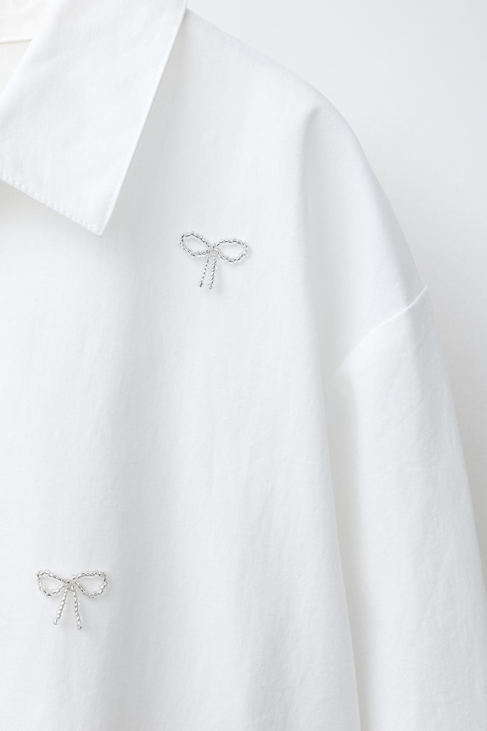 CROPPED SHIRT WITH JEWEL BOWS | Zara Canada