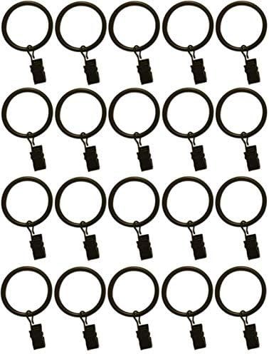 1.5-inch Metal Curtain Rings with Clips and Eyelets (20, Black) | Amazon (US)