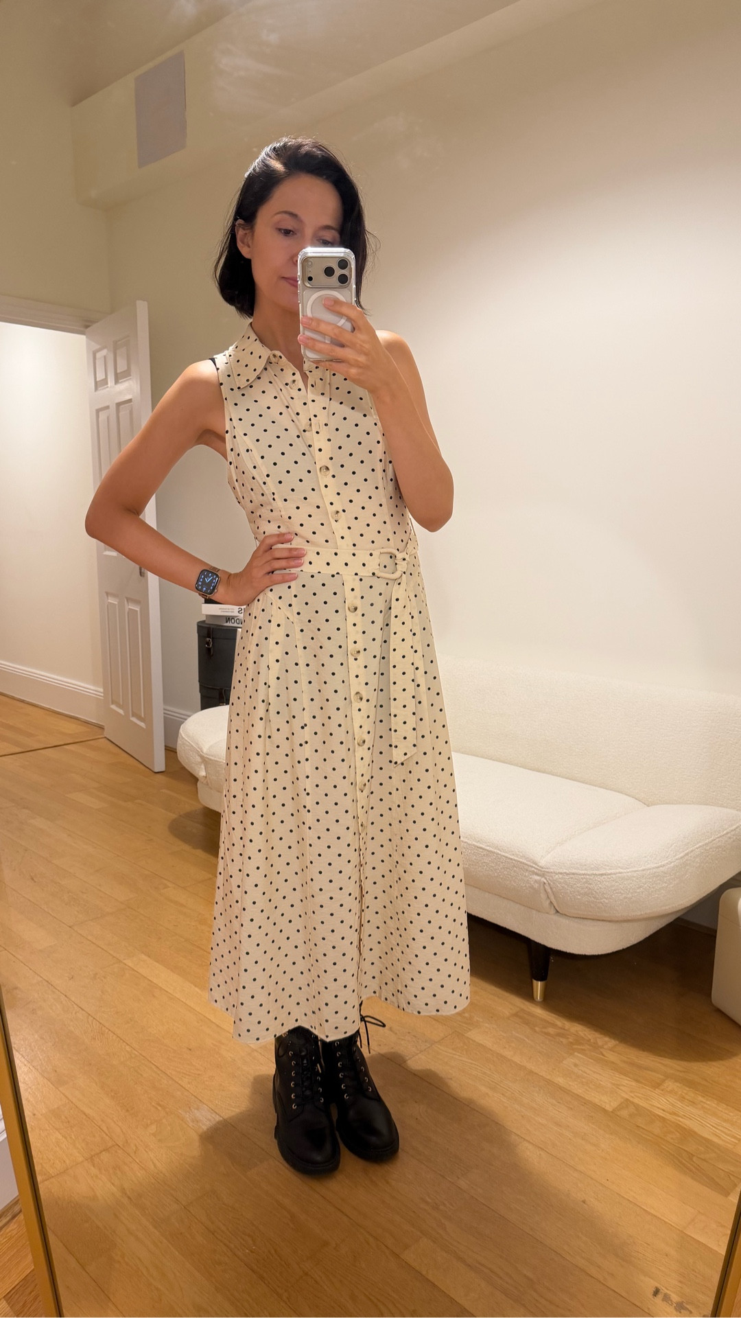 So annoyed I haven’t been wearing this allllll summer long. Really lovely silhouette & a beautiful cut. I don’t know why but it feels a bit Western, a bit prairie and a bit Dawson’s Creek (which are all obviously GREAT attributes).  I got it in a size 8 and it’s true to size. The belt is removable too so you can switch it out with another. On sale now too!

#LTKsale #LTKdresses #LTKeurope