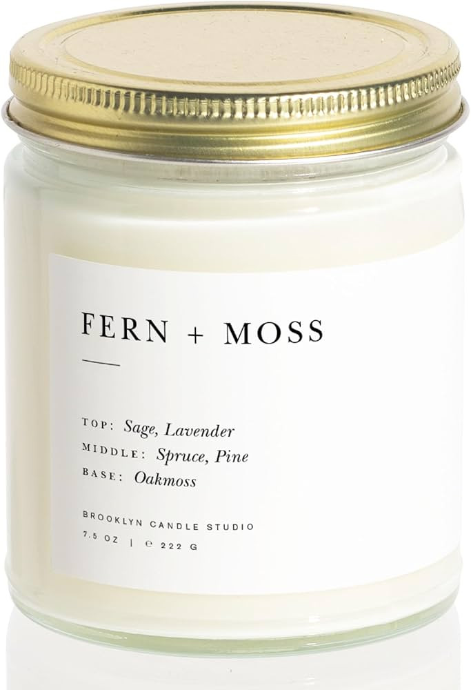 Brooklyn Candle Studio Fern + Moss Minimalist Candle | Luxury Scented Candle | Vegan Soy Wax | Ha... | Amazon (US)