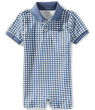 Ralph Lauren Baby Boys Short Sleeve Gingham Soft Cotton Polo Shortall - 12 Months | Dillard's