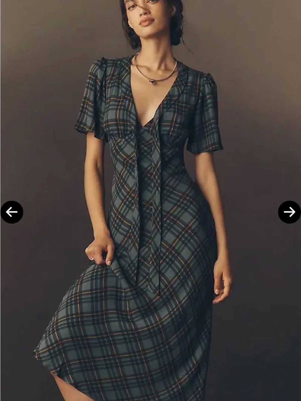Reformation Teal Plaid Midi Dress with Front Tie | Poshmark