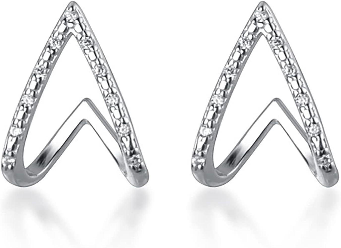 Reffeer 925 Sterling Silver CZ V Cuff Earrings Piercings for Women Teen Girls Claw Huggie Earring... | Amazon (US)