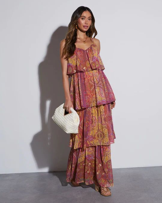 Phoebe Tiered Chiffon Maxi Dress | VICI Collection