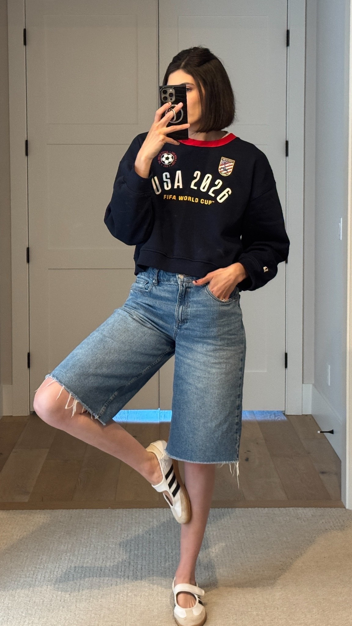 World Cup outfit ⚽️🇺🇸❤️🤍💙 The USMNT may be eliminated, but we’re still representing as a host country! 

Soccer outfit, fifa, soccer jersey outfit

#LTKootd #LTKTall #LTKActive