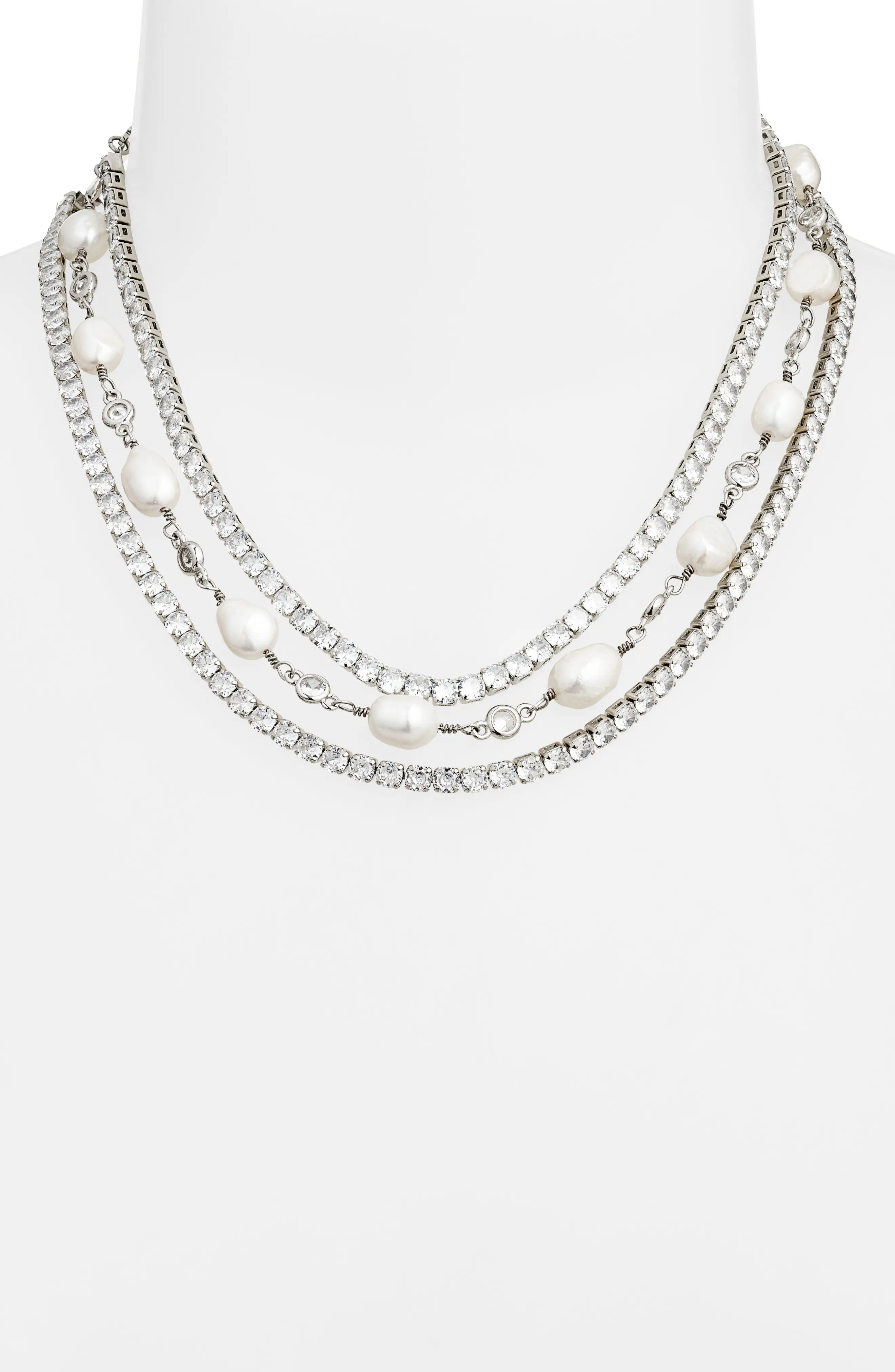 VIDAKUSH Freshwater Pearl & Cubic Zirconia Layered Choker (Women) | Nordstrom | Nordstrom