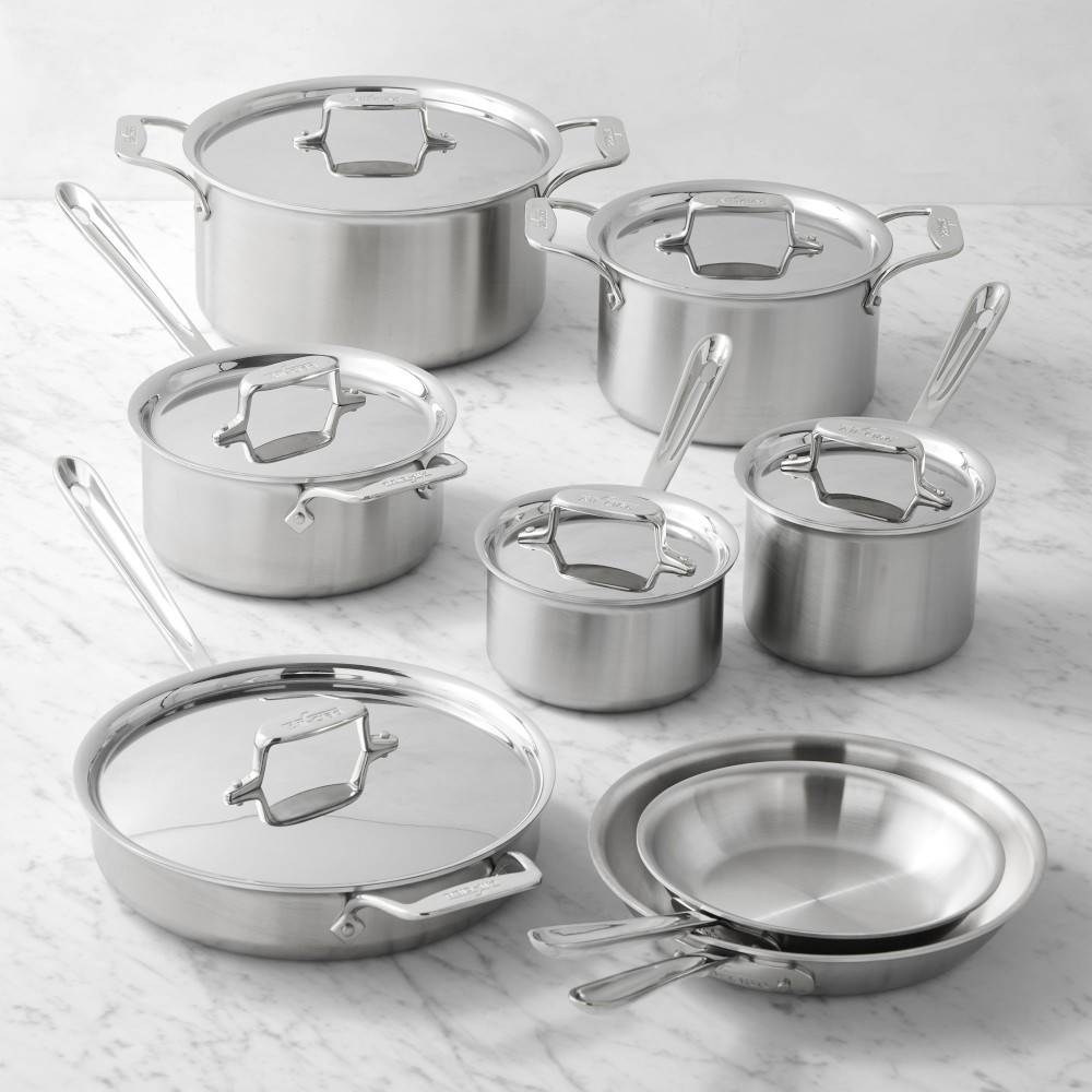 All-Clad D5® Brushed Stainless-Steel 14-Piece Cookware Set | Williams-Sonoma
