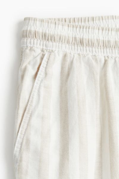 Linen-blend Pants - Light beige/striped - Ladies | H&M US | H&M (US + CA)