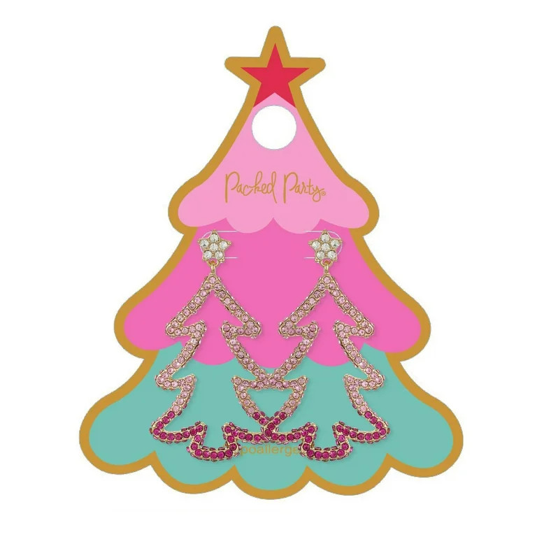 Packed Party Pink Christmas Tree Earrings | Walmart (US)