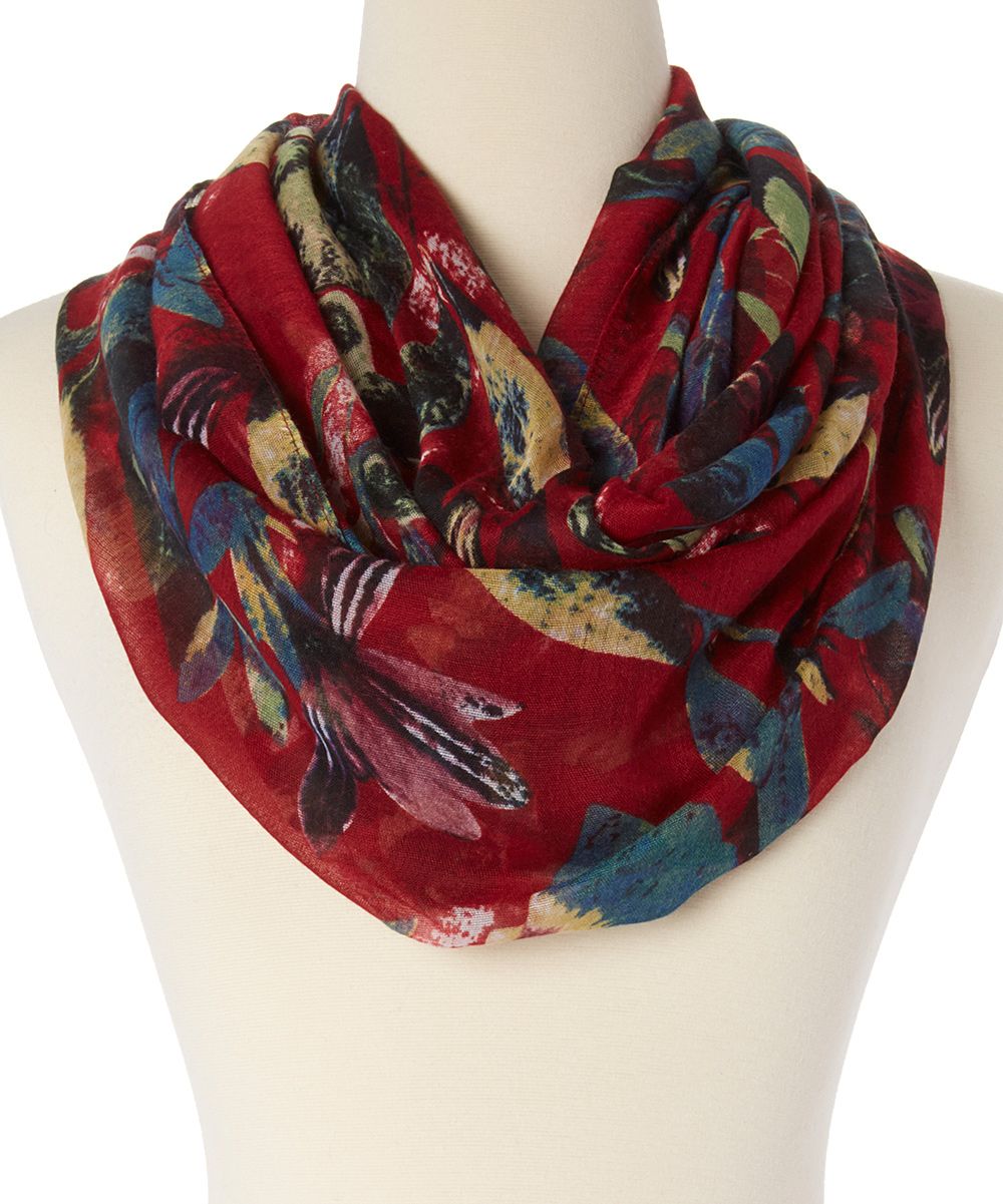 Joy Susan Women's Accent Scarves red - Red Wineberry Watercolor Infinity Scarf | Zulily