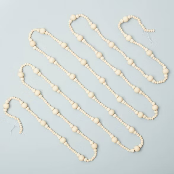 12' Natural Wood Beaded Garland - Hearth & Hand™ with Magnolia | Target