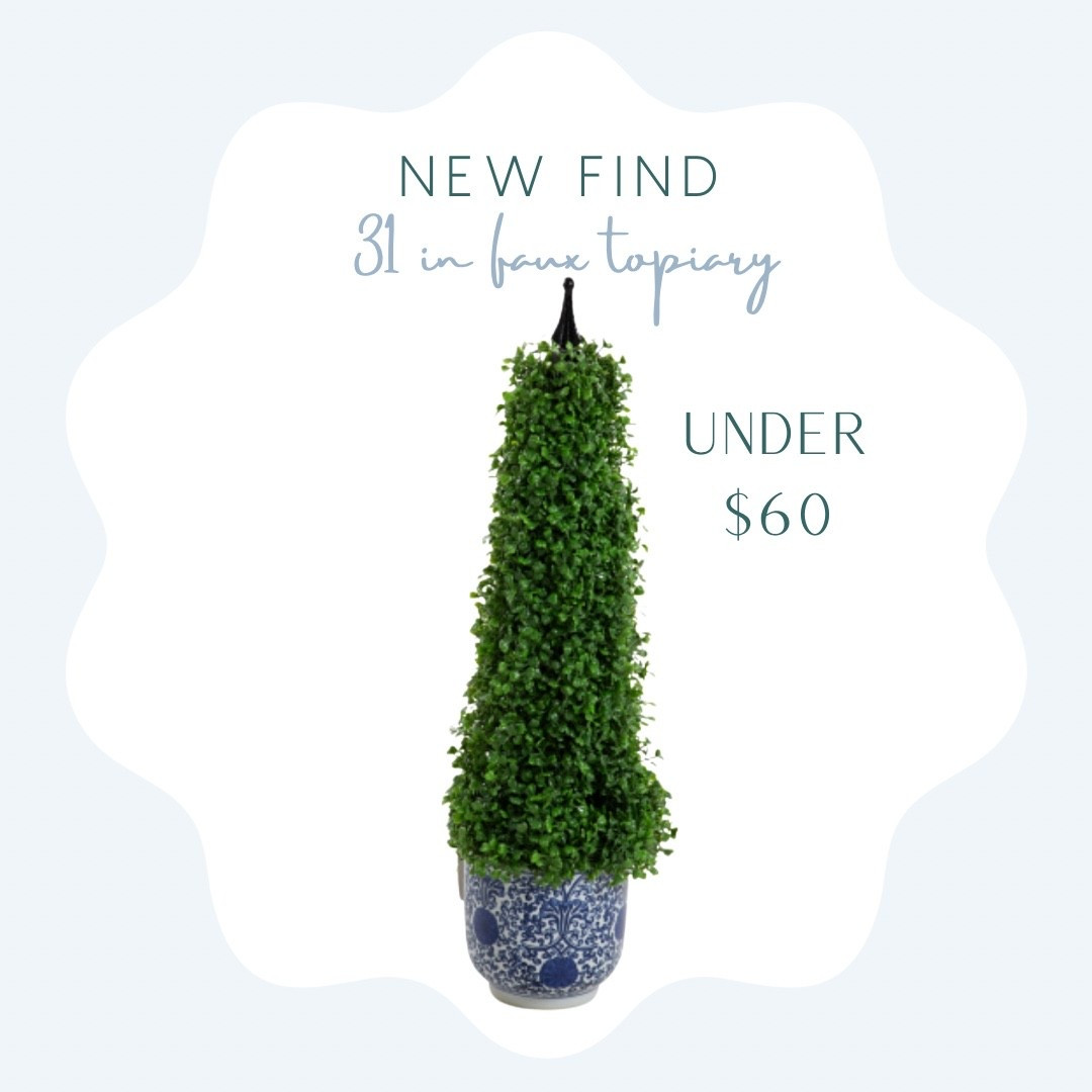 Faux tree topiary in chinoserie planter under $60!! Such a great price for this size 