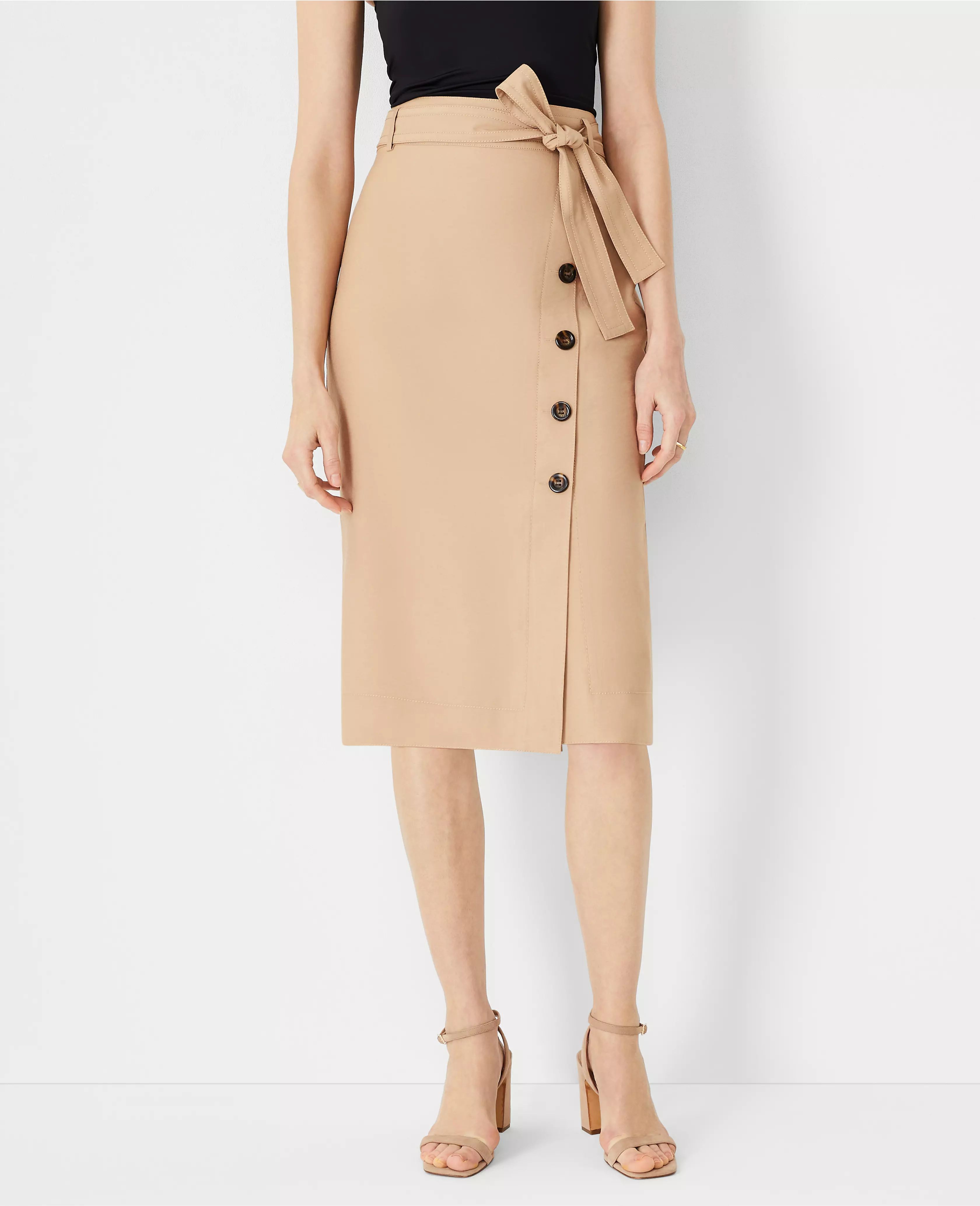 Button Wrap Pencil Skirt | Ann Taylor (US)