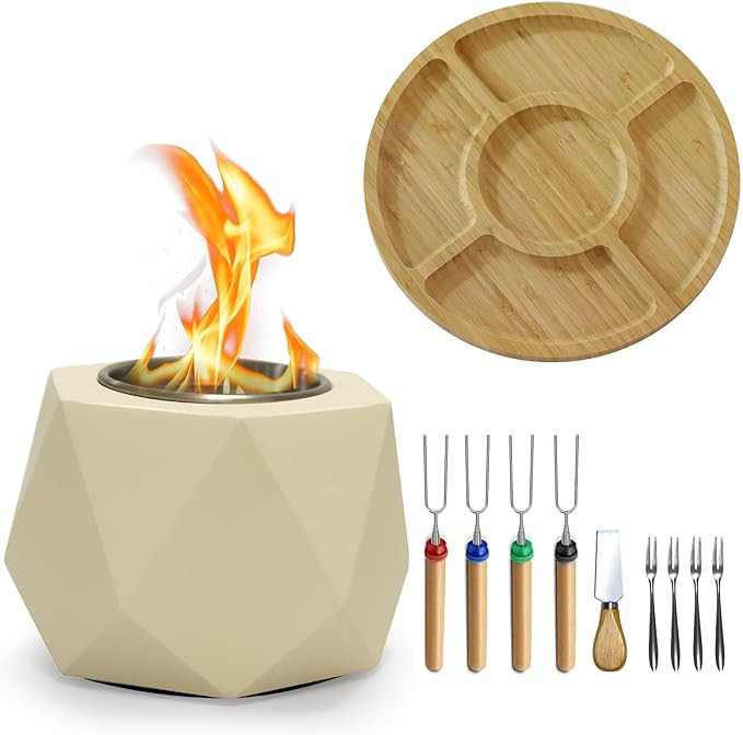 Tabletop S'Mores Maker Kit & Charcuterie Serving Set, Includes 4 Extendable Roasting Sticks, Chee... | Amazon (US)