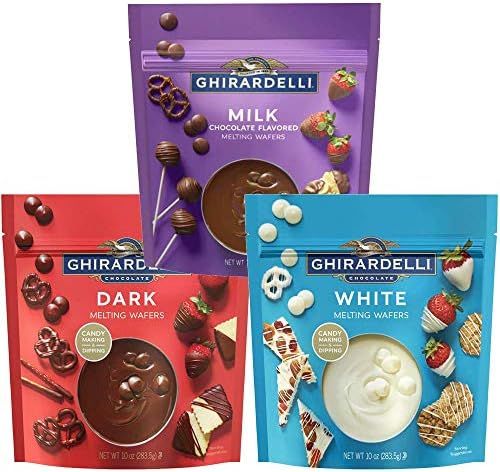 Ghirardelli Melting Wafers Bundle, Milk Chocolate, Dark Chocolate, White Chocolate, Set of 3-10oz ea | Amazon (US)