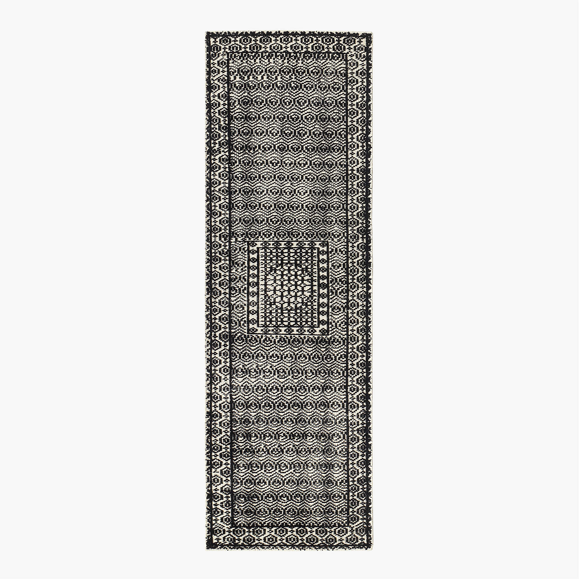 Calero Hand-Knotted Black New Zealand Wool Runner Rug 2.5'X8' + Reviews | CB2 | CB2