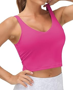 THE GYM PEOPLE Womens' Sports Bra Longline Wirefree Padded with Medium Support | Amazon (US)