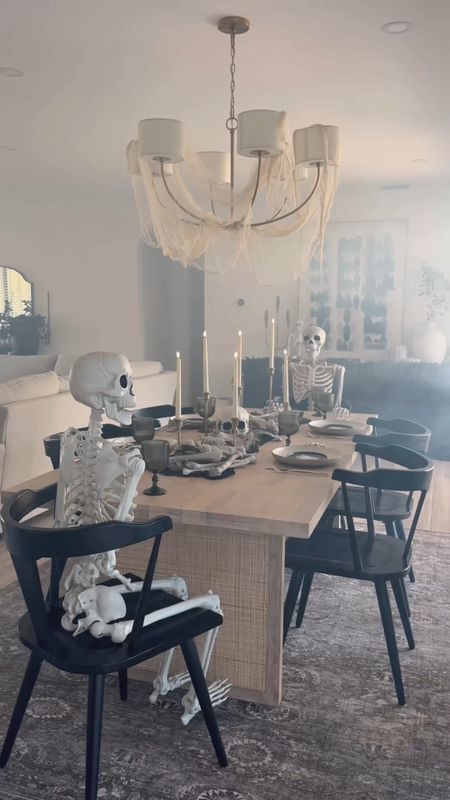 Halloween tablescape 💀 #halloweendecor #halloweenparty #skeleton #spookyseason #halloweenaesthetic #homedecor #amazon #target #diningroom 

#LTKfindsunder50 #LTKHalloween #LTKhome