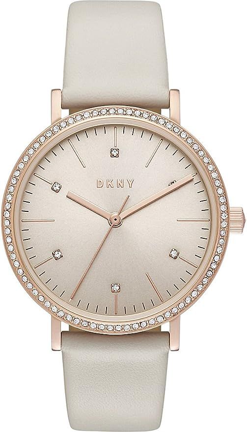DKNY Women's Analogue Quartz Watch with Leather Strap NY2609, Champagne, Bracelet | Amazon (US)