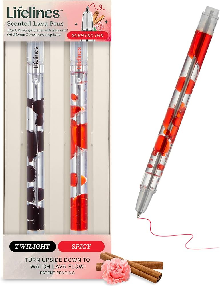 Lifelines Scented Lava Gel Pen Set, 2-Pack (Black & Red) - 0.7mm Colored Gel Pens Infused with Sc... | Amazon (US)