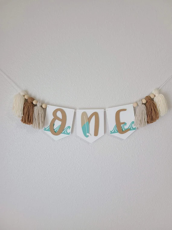 The Big One Surf Highchair Garland / Retro Surf Birthday / - Etsy | Etsy (US)