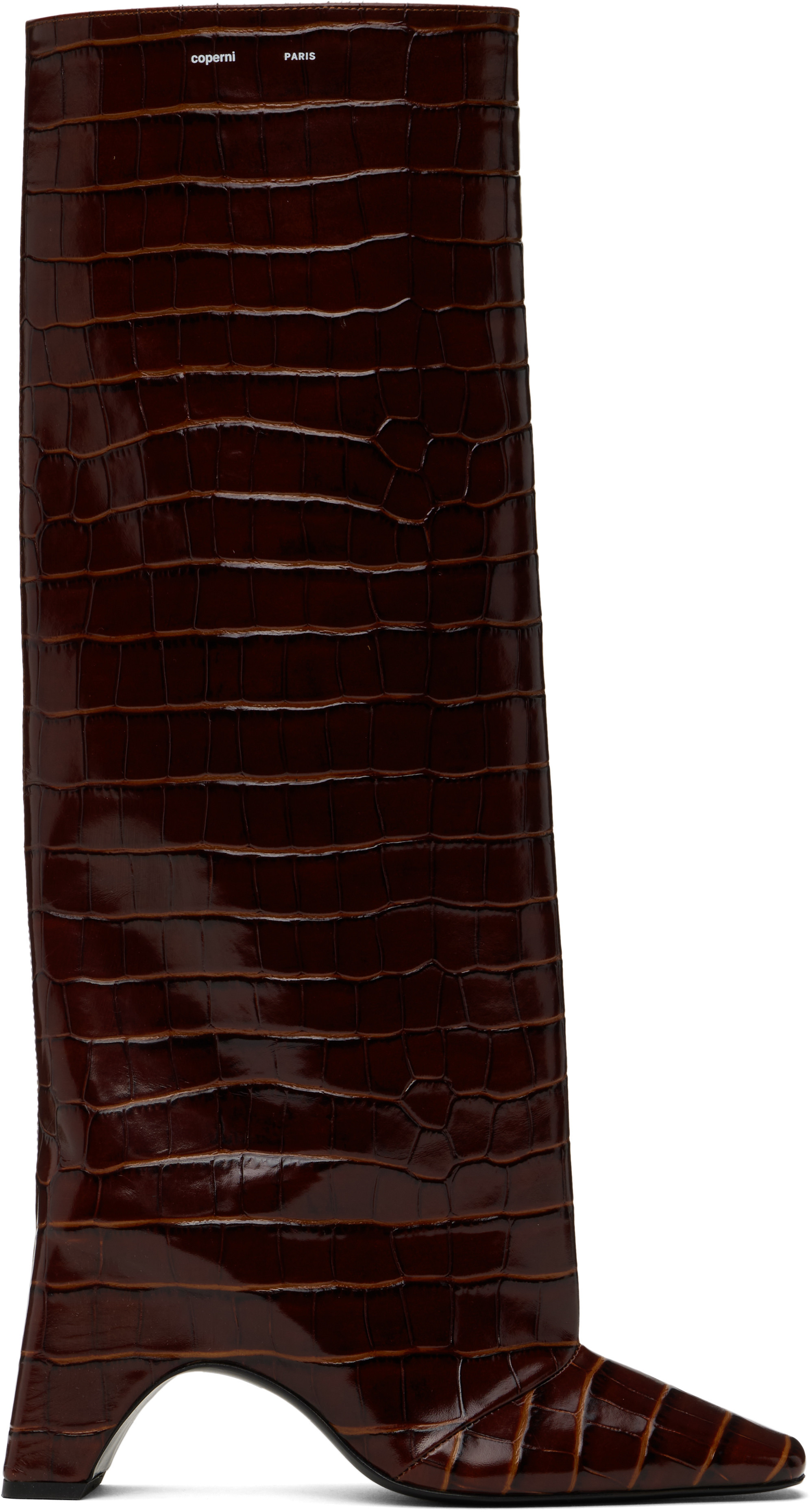 Coperni Brown Croco Bridge Tall Boots | SSENSE