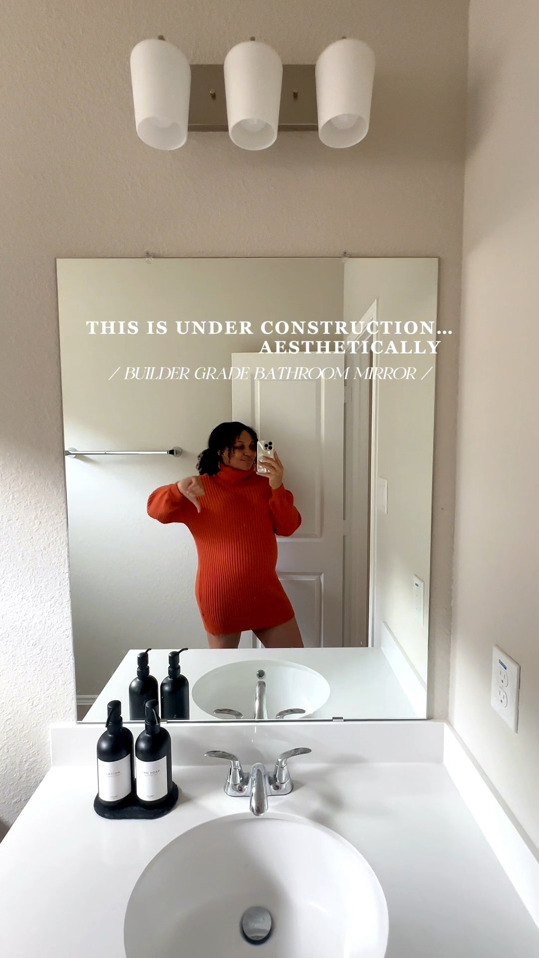 Builder-grade → better in 5 minutes ✨

This bathroom is officially under construction… aesthetically and this under $10 mirror upgrade made such a difference. It’s not perfect, but it’s WAY better than before — and we love an easy glow-up on a budget.

What are some other easy DIY upgrades I can do to make this bathroom better?? Drop your ideas below 👇🏽

#LTKSaleAlert #LTKHome