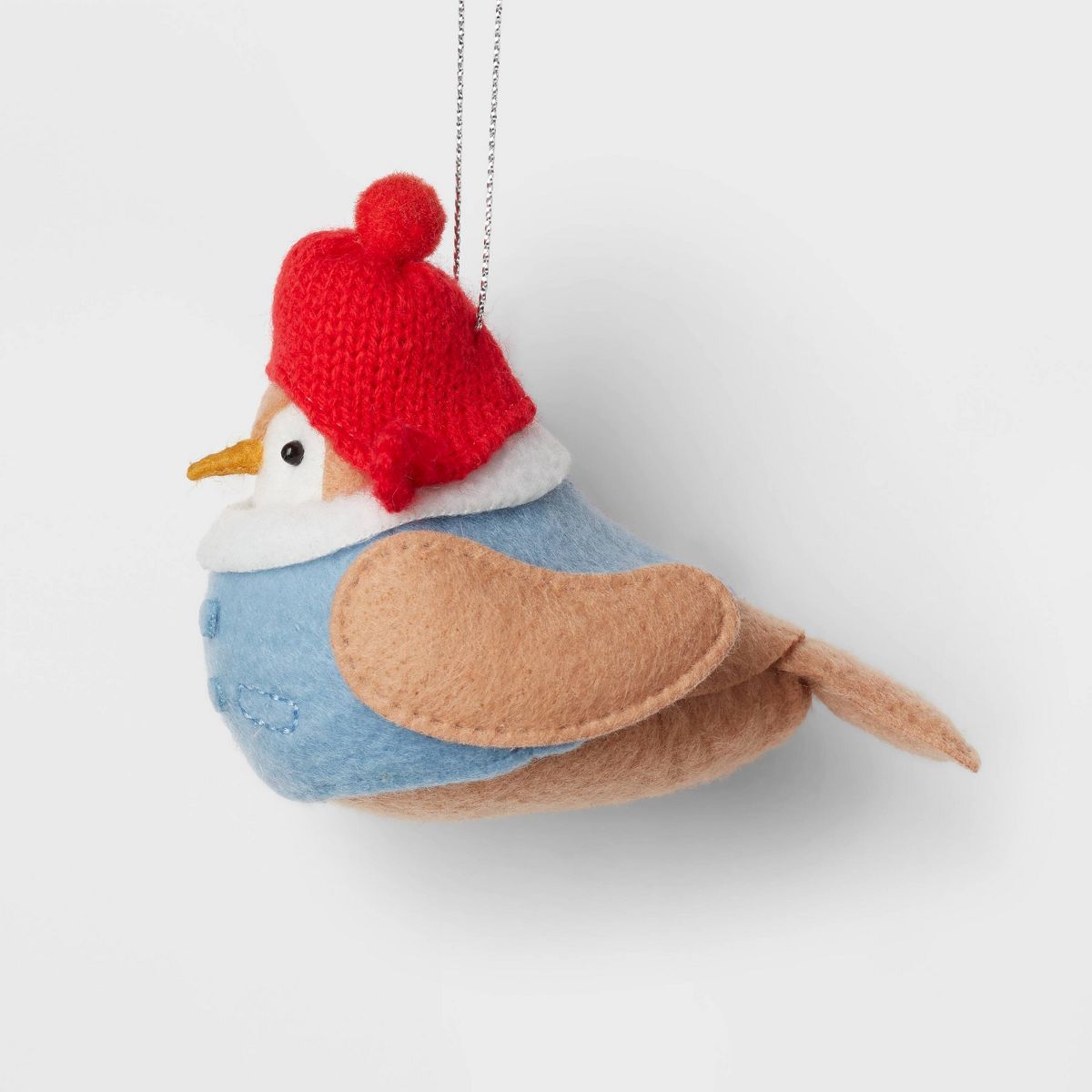 Featherly Friends Fabric Bird with Knit Earflap Hat Christmas Tree Ornament Blue/Red - Wondershop... | Target