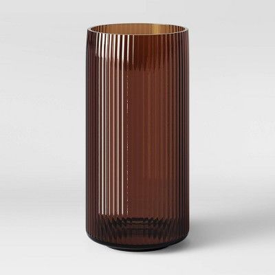 12&#34; x 5.75&#34; Ribbed Glass Vase Amber - Threshold&#8482; | Target