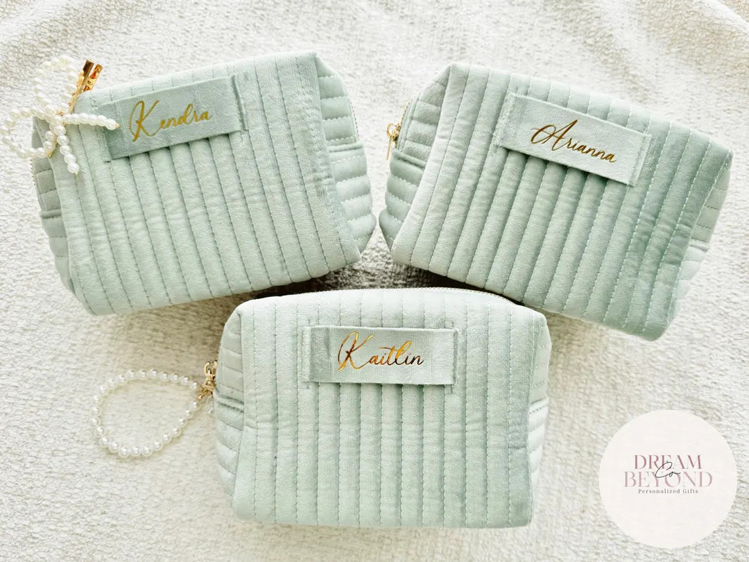 Custom Velvet Cosmetic Bag for Bridesmaid Maid of Honor Personalized Gift for Bridal Party Brides... | Etsy (US)