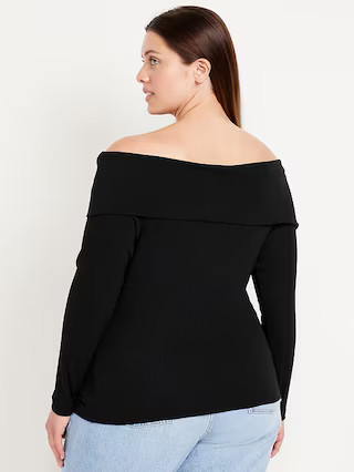 Off-Shoulder Long-Sleeve Ribbed Top | Old Navy (US)
