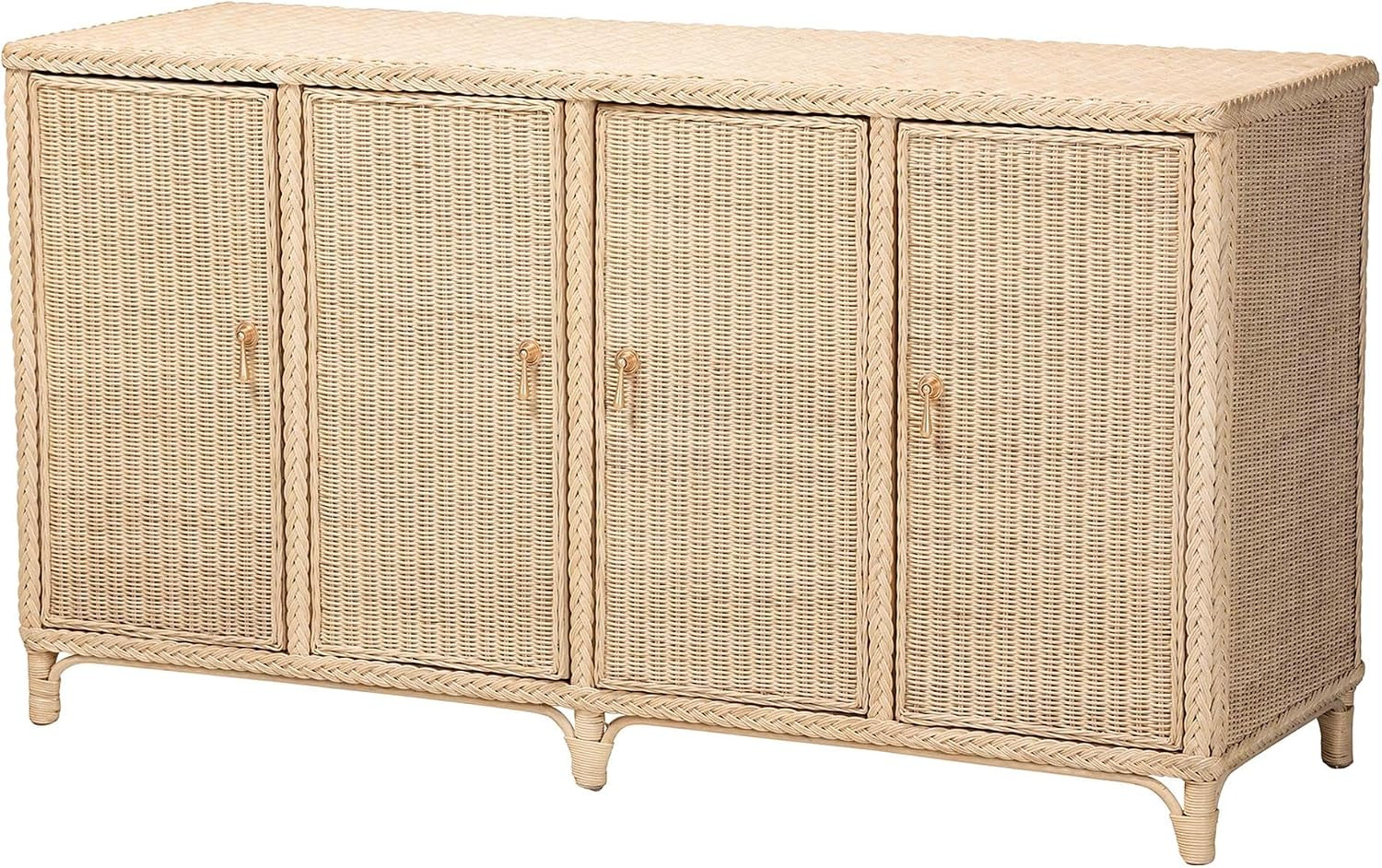 Bali & pari Delilah Natural Rattan 4-Door Sideboard Buffet | Amazon (US)