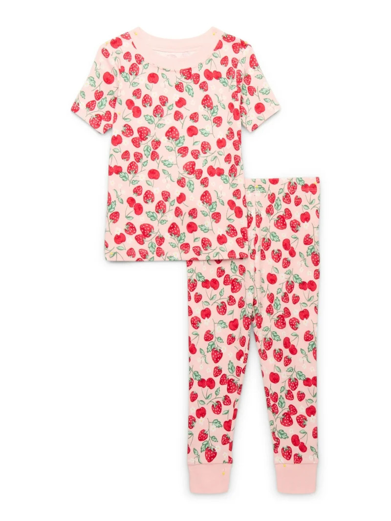 Wonder Nation Toddler Cotton Sleep Tee and Pants Pajama Set, 2-Piece, Sizes 12M-5T | Walmart (US)