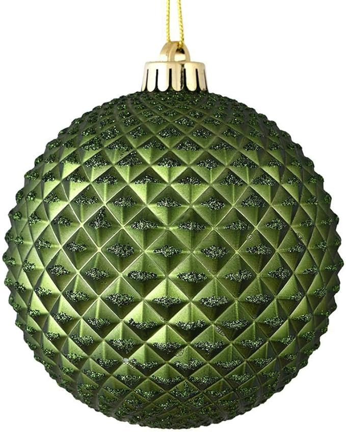 Vickerman 530498-4" Moss Green Durian Glitter Ball Christmas Tree Ornament (6 pack) (N188564D) | Amazon (US)