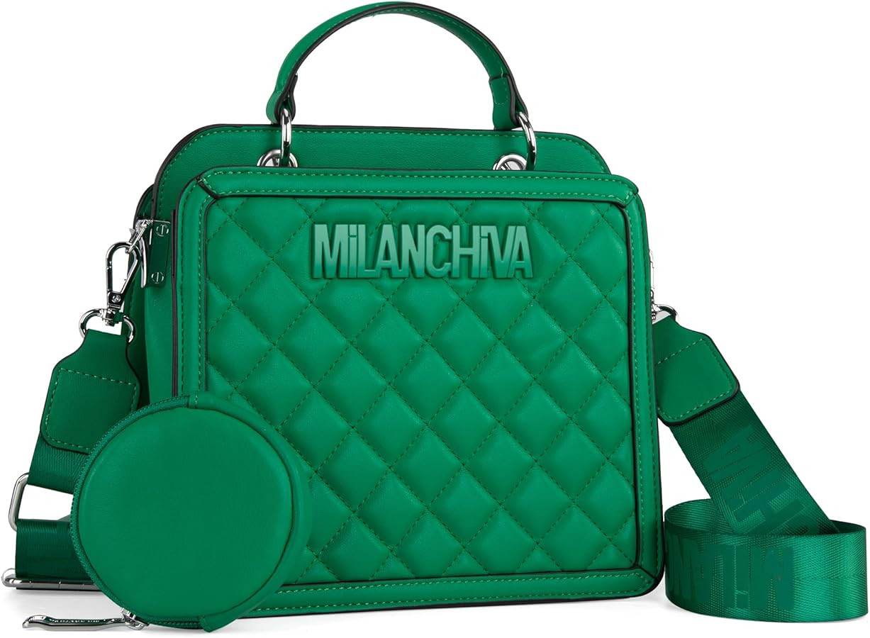 Milan Chiva Quilted Small Tote Bag for Women Top Handle Purse with Coin Purse | Amazon (US)