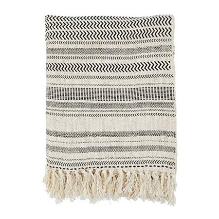Fennco Styles Block Print Cotton Throw Blanket with Tassel 50 W x 60 L – Natural Blanket for Couch B | Walmart (US)