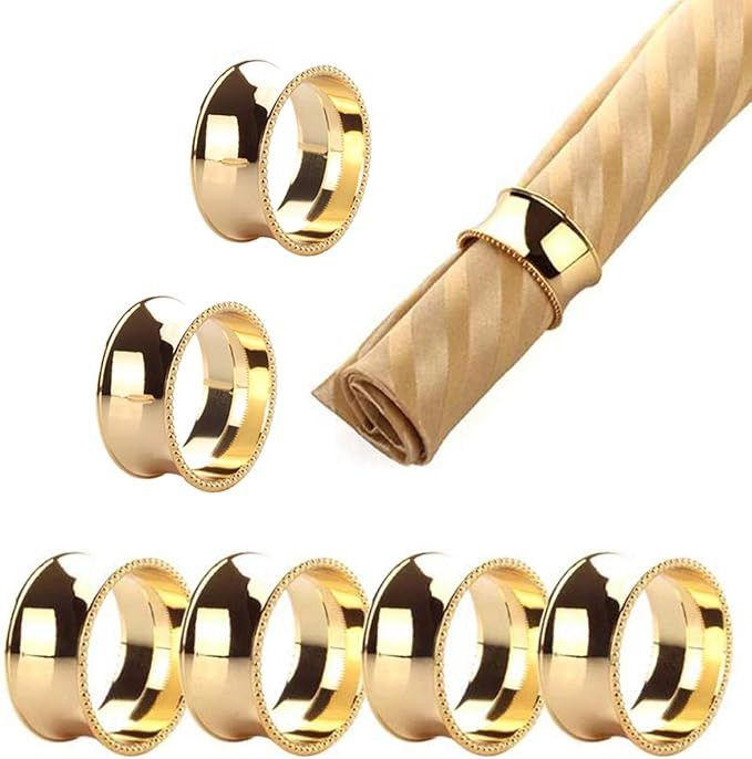 Napkin Rings Set, Dinner Napkin Buckle Holder, Handmade Natural Metal Adornment, Creative Party G... | Amazon (UK)